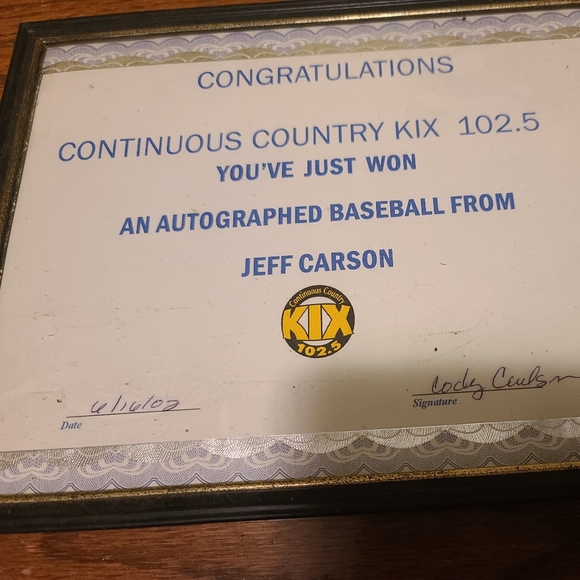 Jeff Carson autograph Baseball - Picture 4 of 4